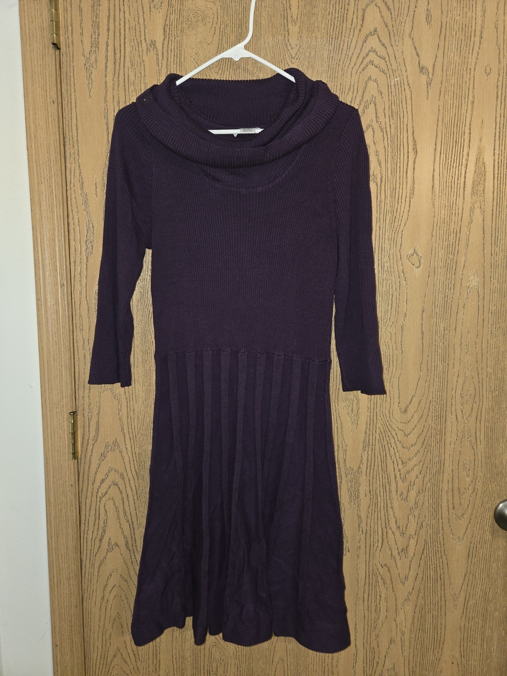 Women's Purple Cowl Neck Knit Dress